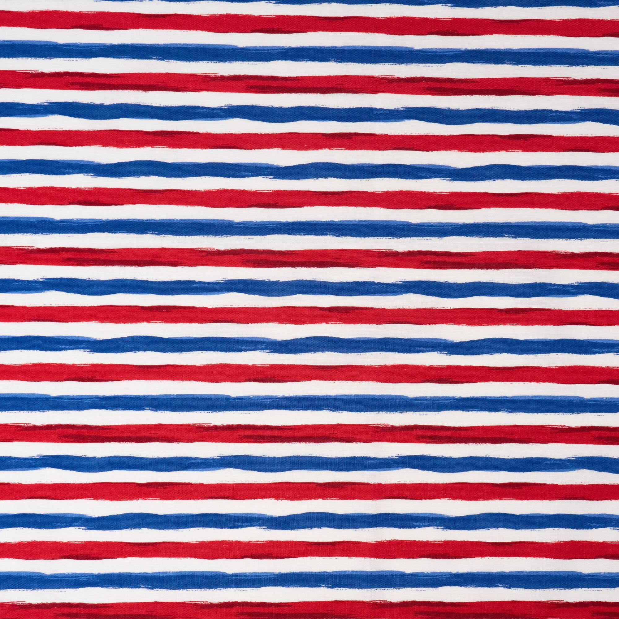 SINGER Horizontal Red, White & Blue Stripe Cotton Fabric